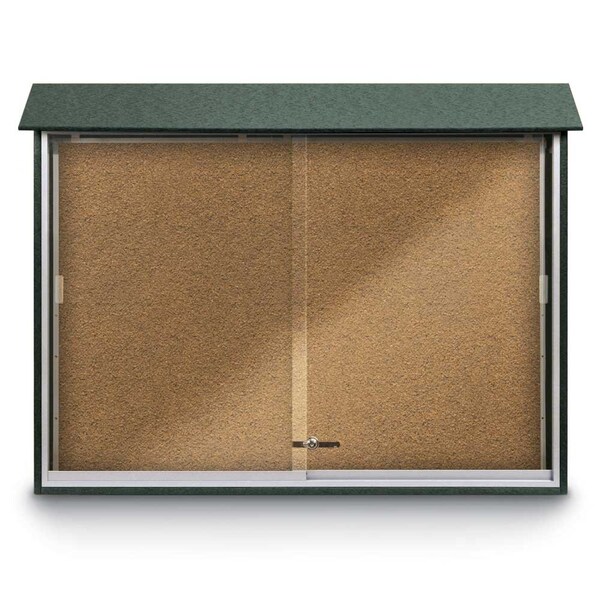 Outdoor Enclosed Combo Board, 72"x36", Satin Frame/Burg & Medium Grey
